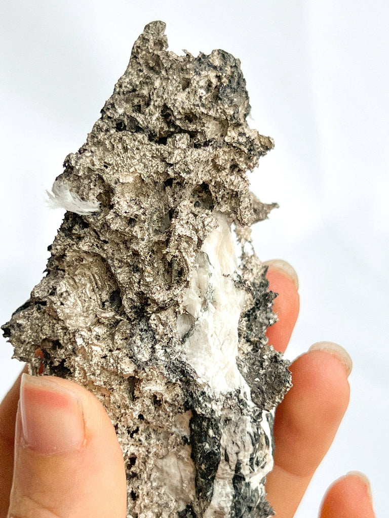 Native Silver in Calcite Specimen - Unearthed Crystals