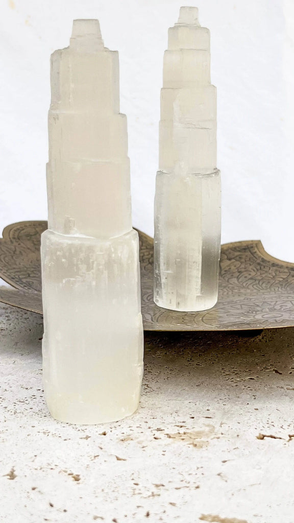 Selenite Tower Carving | Large - Unearthed Crystals