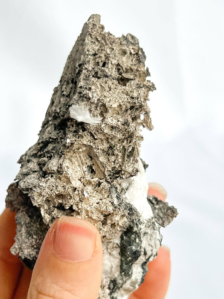 Native Silver in Calcite Specimen - Unearthed Crystals