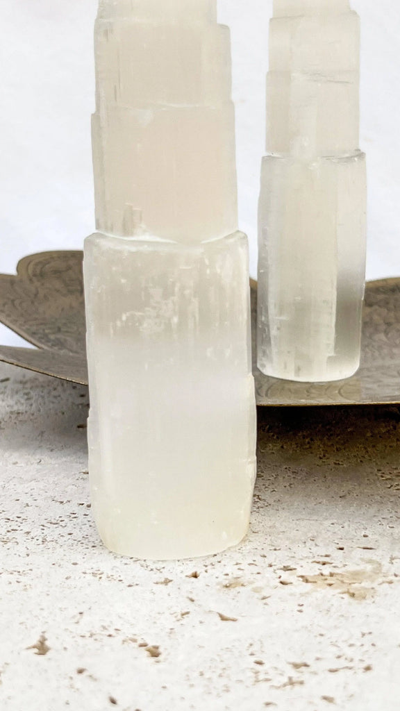 Selenite Tower Carving | Large - Unearthed Crystals
