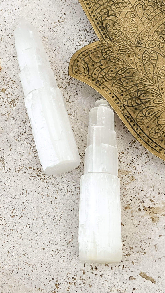 Selenite Tower Carving | Large - Unearthed Crystals