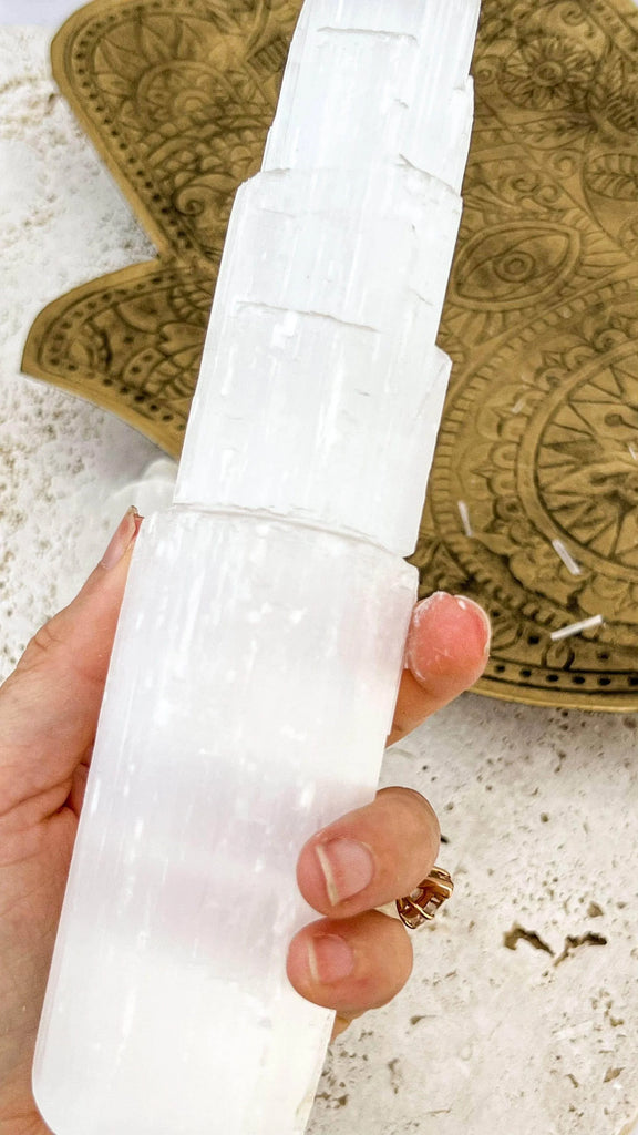Selenite Tower Carving | Large - Unearthed Crystals