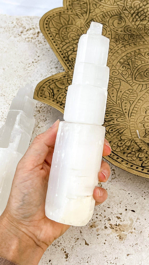 Selenite Tower Carving | Large - Unearthed Crystals