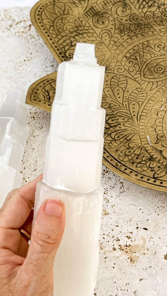 Selenite Tower Carving | Large - Unearthed Crystals