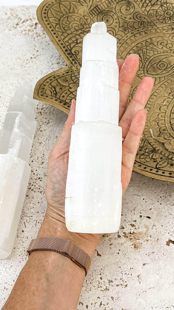 Selenite Tower Carving | Large - Unearthed Crystals
