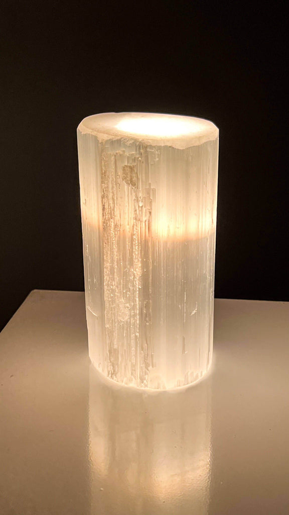 Selenite Cylinder Lamp | Extra Small - Unearthed Crystals
