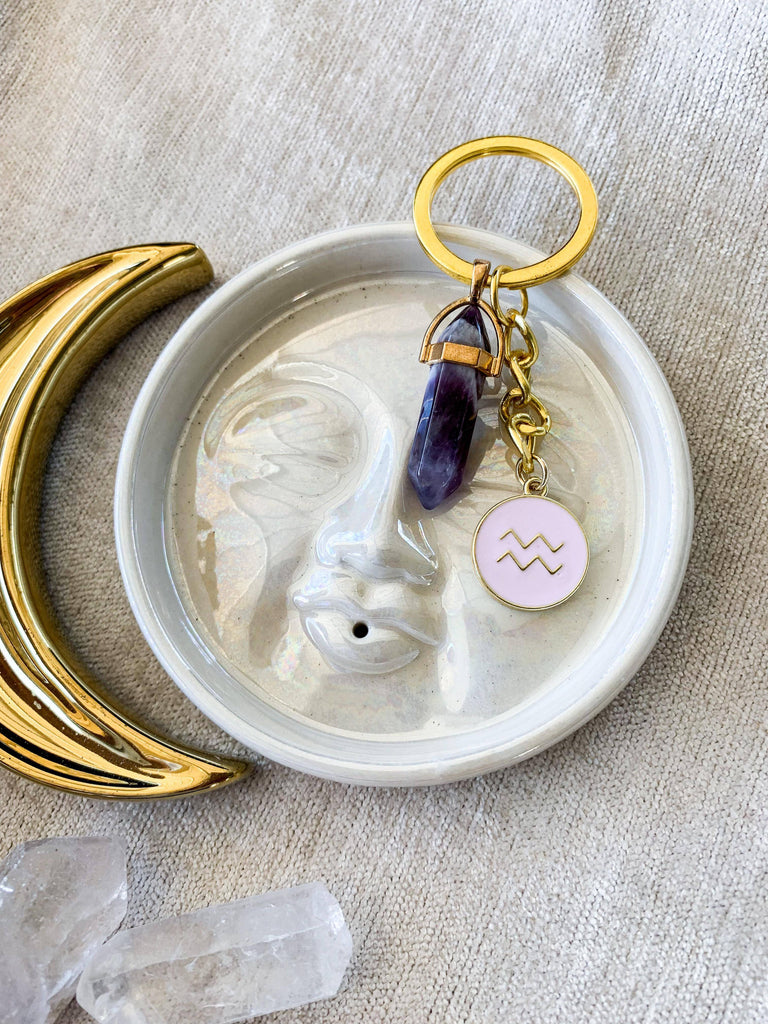 Zodiac + Stone Keyring - Unearthed Crystals