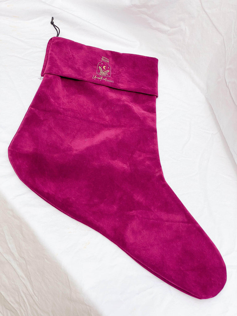 Unearthed Crystals Raspberry Velvet Christmas Stocking - Unearthed Crystals