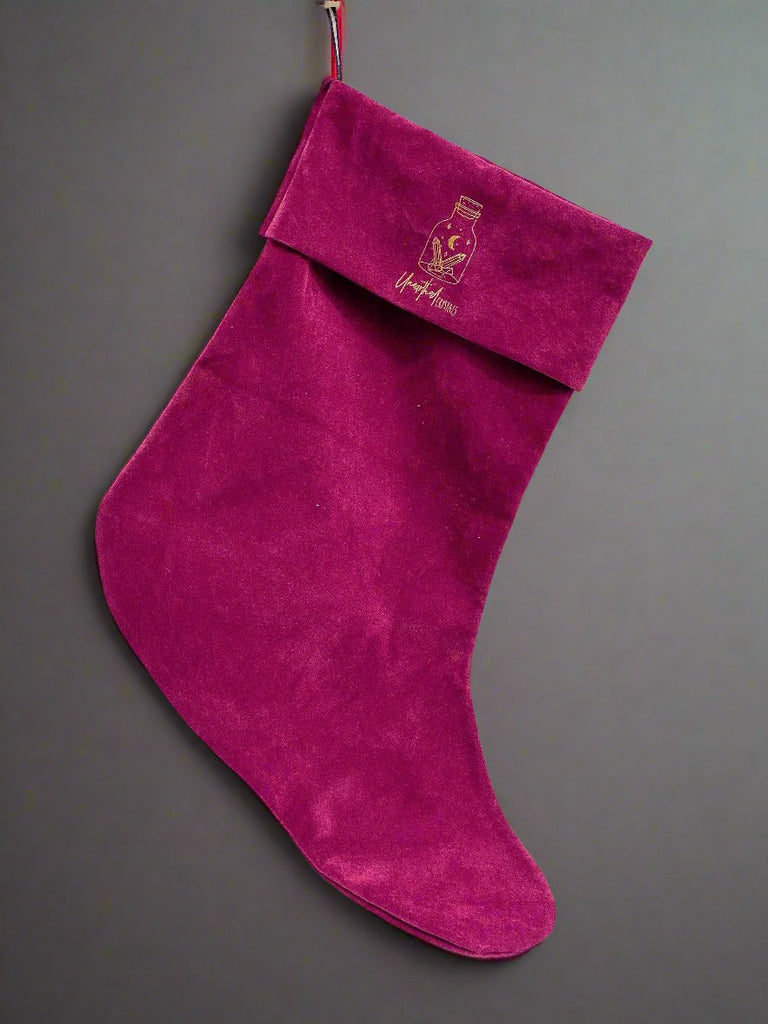 Unearthed Crystals Raspberry Velvet Christmas Stocking - Unearthed Crystals