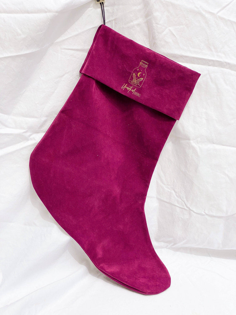 Unearthed Crystals Raspberry Velvet Christmas Stocking - Unearthed Crystals