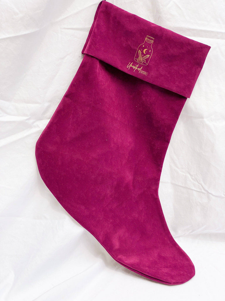Unearthed Crystals Raspberry Velvet Christmas Stocking - Unearthed Crystals