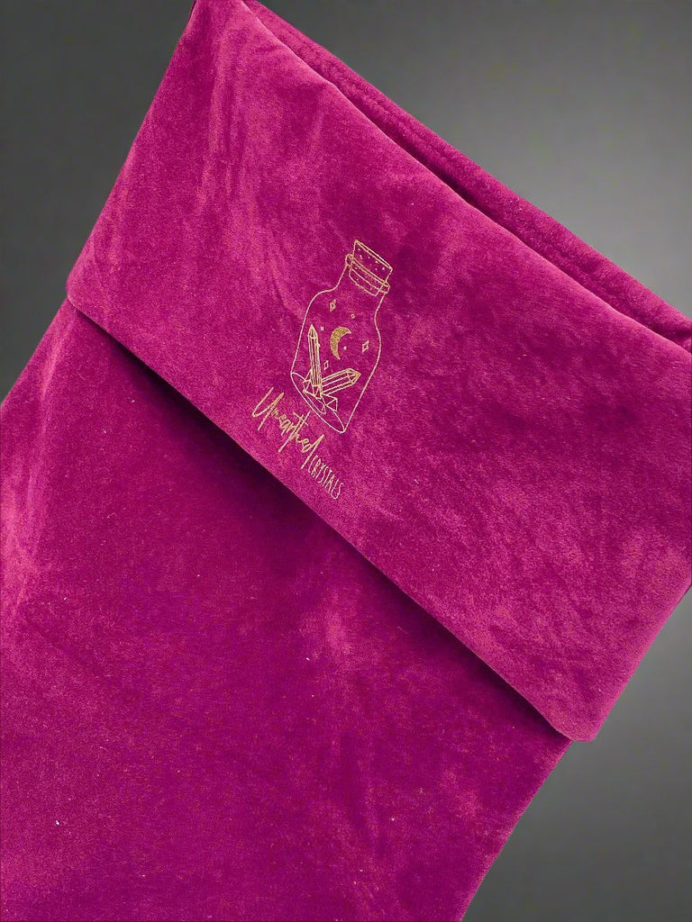 Unearthed Crystals Raspberry Velvet Christmas Stocking - Unearthed Crystals