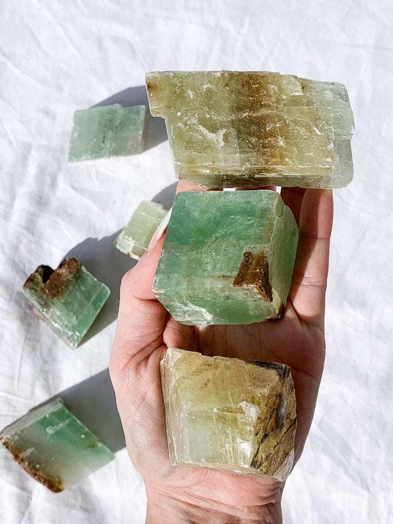 Green Calcite Rough | Large - Unearthed Crystals