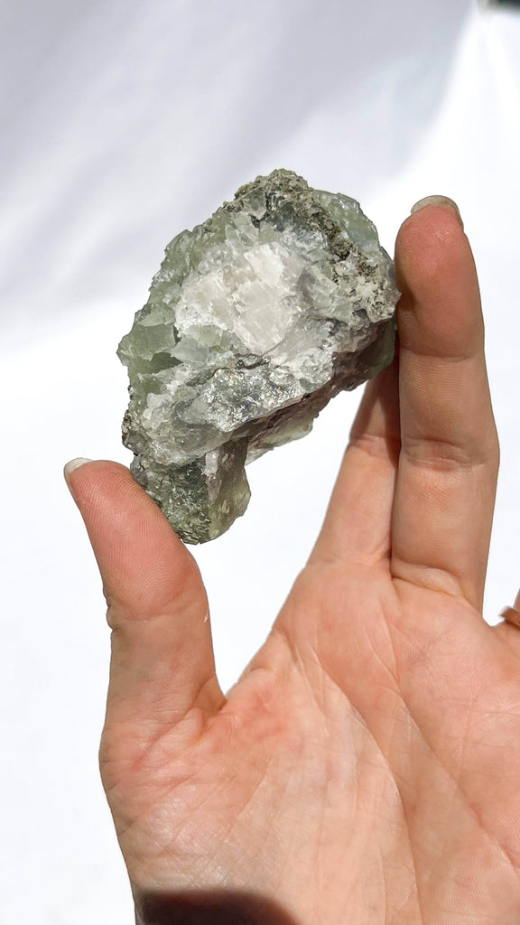 Green Fluorite with Aragonite + Pyrite Specimen - Unearthed Crystals