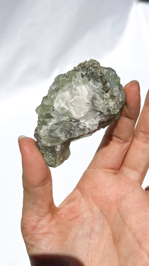 Green Fluorite with Aragonite + Pyrite Specimen - Unearthed Crystals