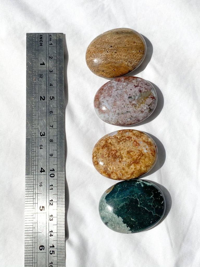 Ocean Jasper Pillow Palm Stone - Unearthed Crystals