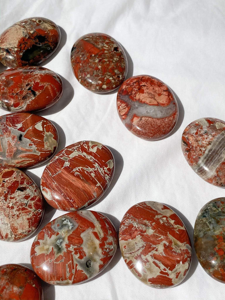Brecciated Jasper Pillow Palm Stone - Unearthed Crystals