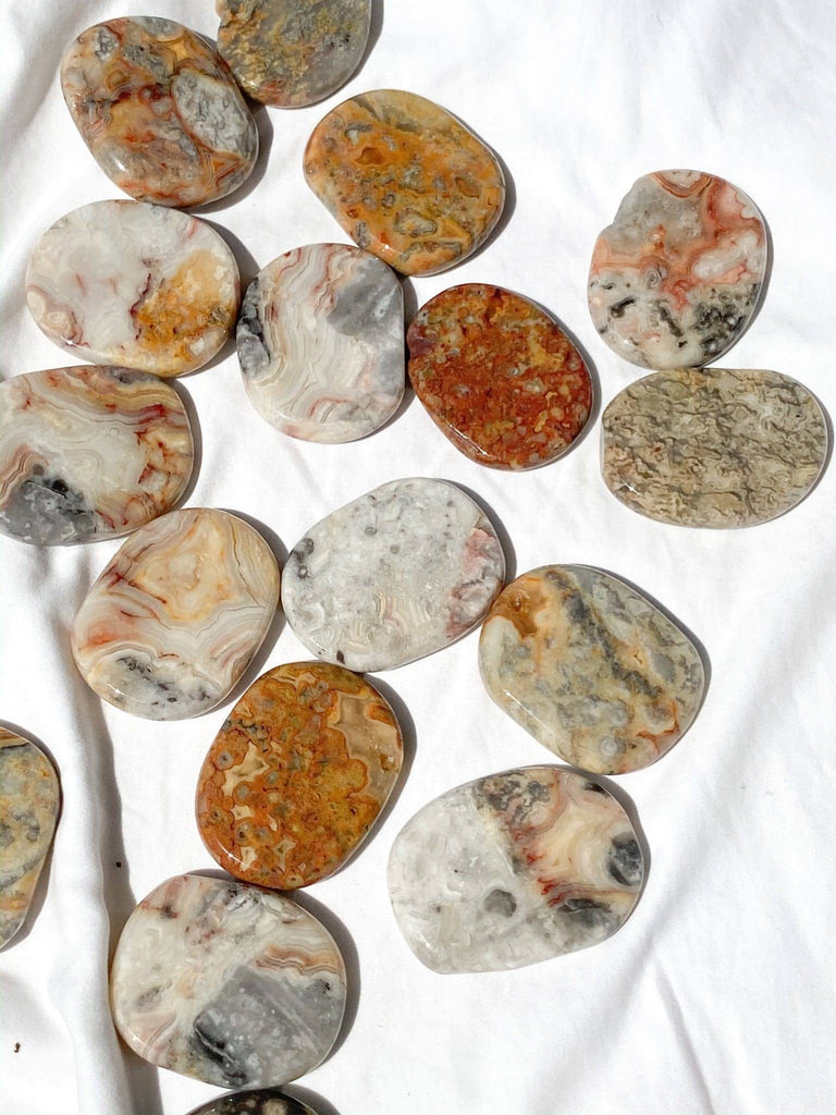 Crazy Lace Agate Flat Palm Stone - Unearthed Crystals
