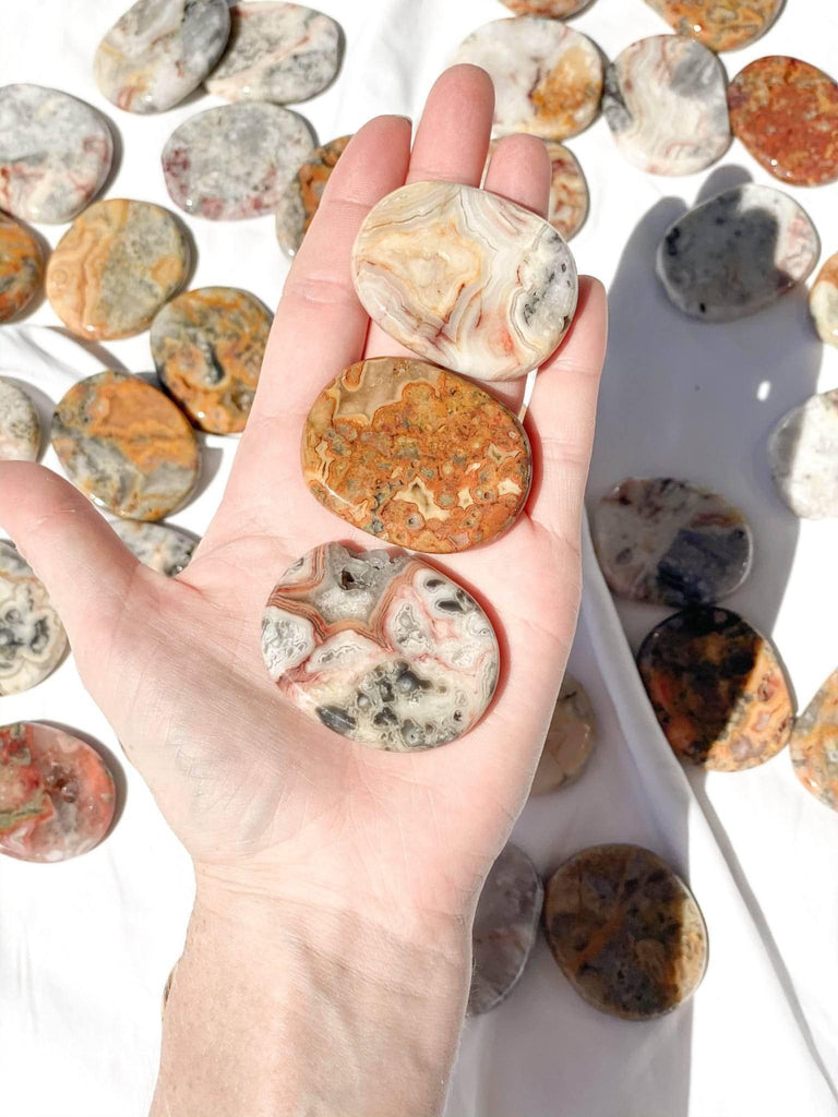 Crazy Lace Agate Flat Palm Stone - Unearthed Crystals