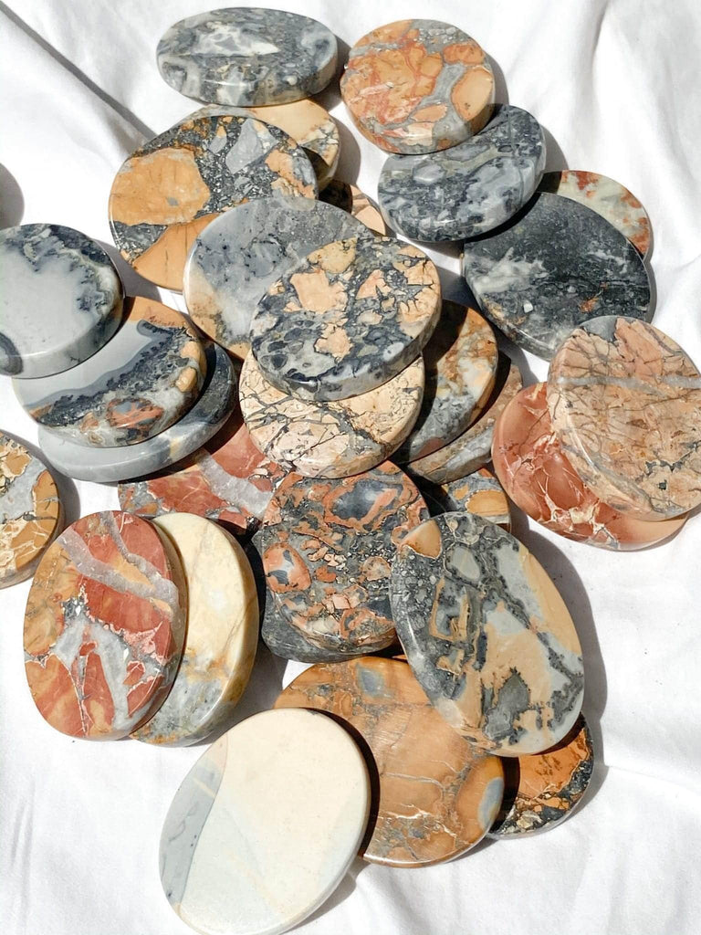 Maligano Jasper Flat Palm Stone - Unearthed Crystals