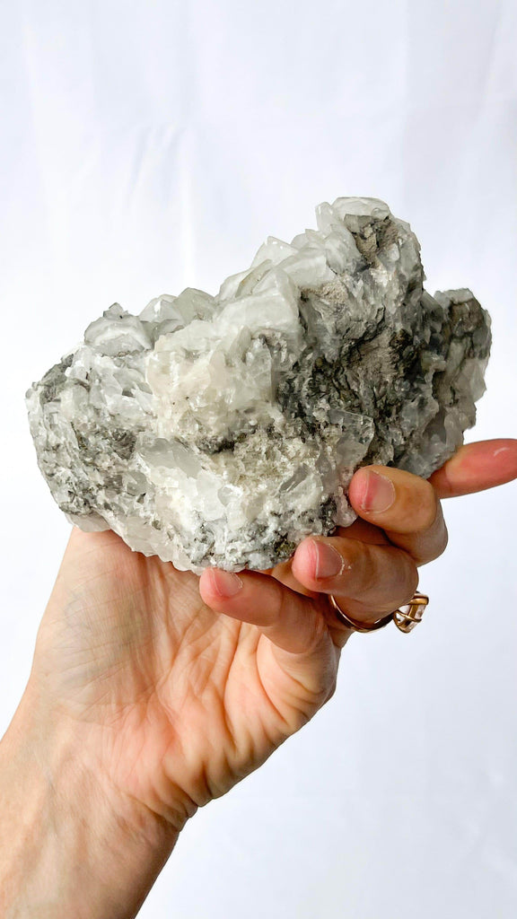 White Barite with Pyrite Specimen - Unearthed Crystals