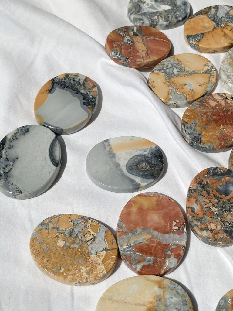 Maligano Jasper Flat Palm Stone - Unearthed Crystals