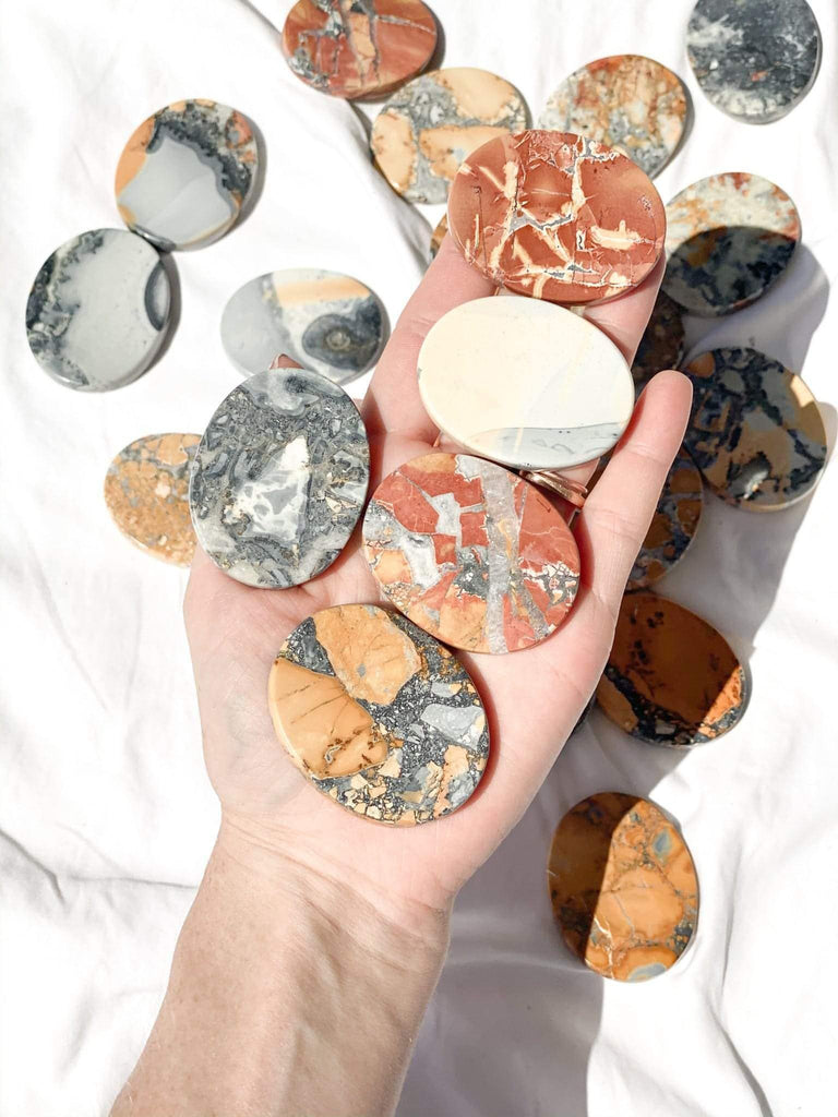 Maligano Jasper Flat Palm Stone - Unearthed Crystals