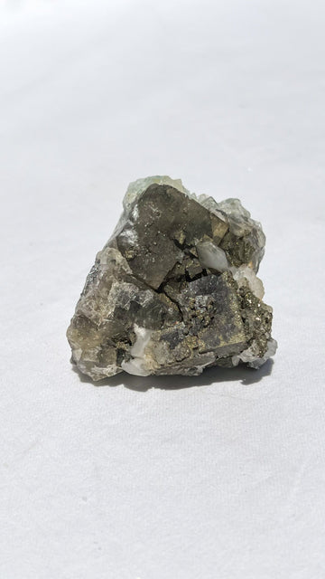 Green Fluorite with Aragonite + Pyrite Specimen - Unearthed Crystals