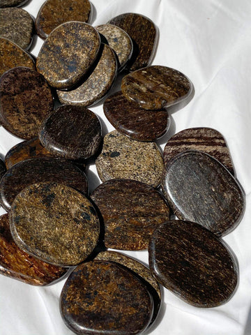 Bronzite Flat Palm Stone - Unearthed Crystals