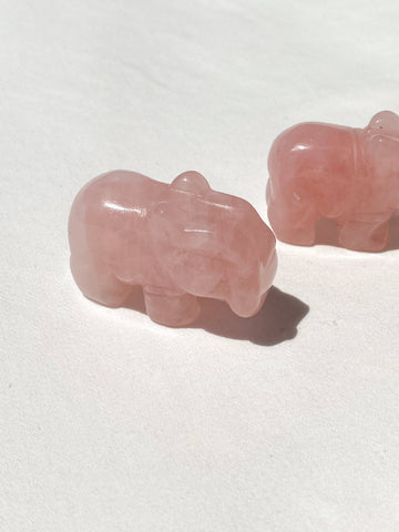 Rose Quartz Hippo Carving | Small - Unearthed Crystals