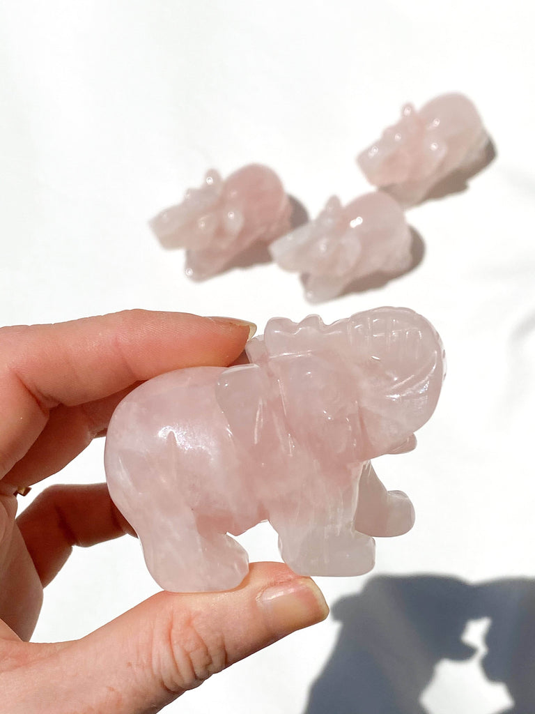 Rose Quartz Elephant Carving | Medium - Unearthed Crystals