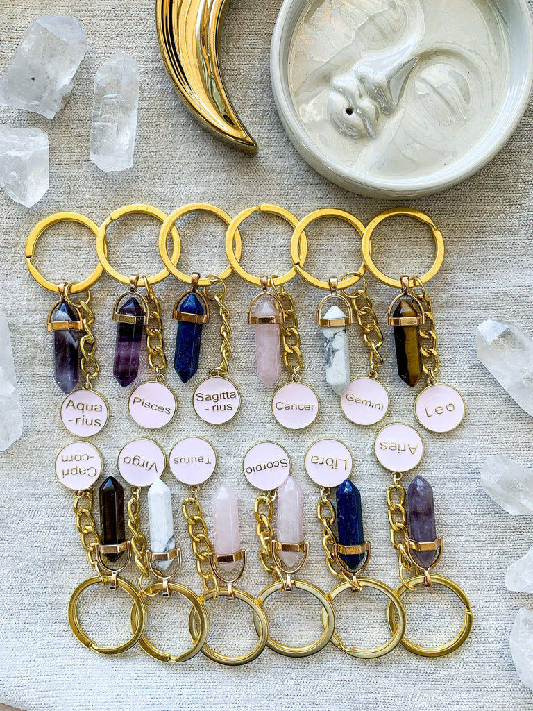 Zodiac + Stone Keyring - Unearthed Crystals