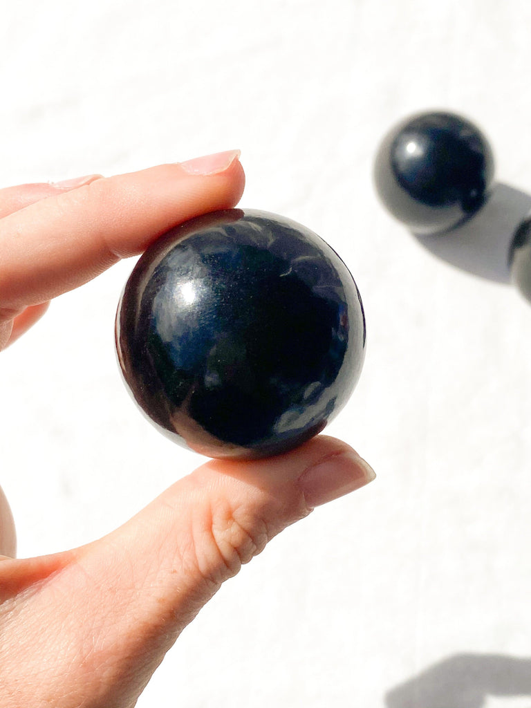 Jet Stone Sphere | Medium - Unearthed Crystals