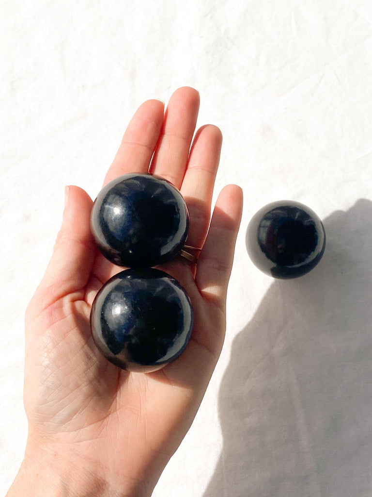 Jet Stone Sphere | Medium - Unearthed Crystals