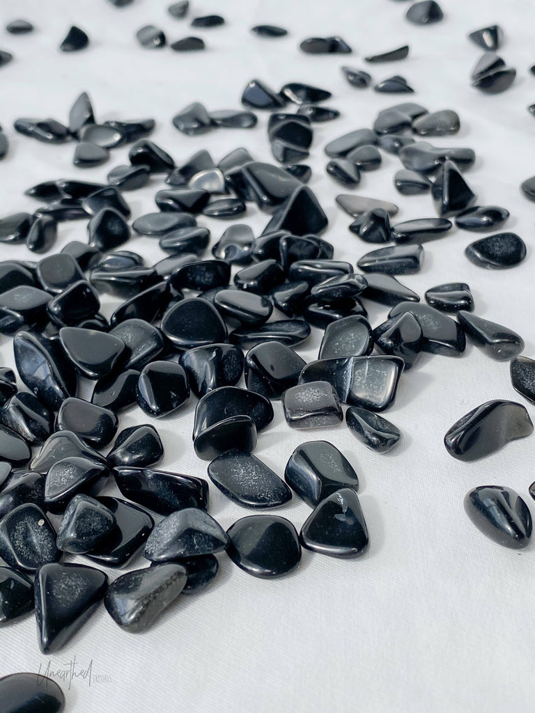 Black Obsidian Tumbles | Mini | Pack of 5 - Unearthed Crystals