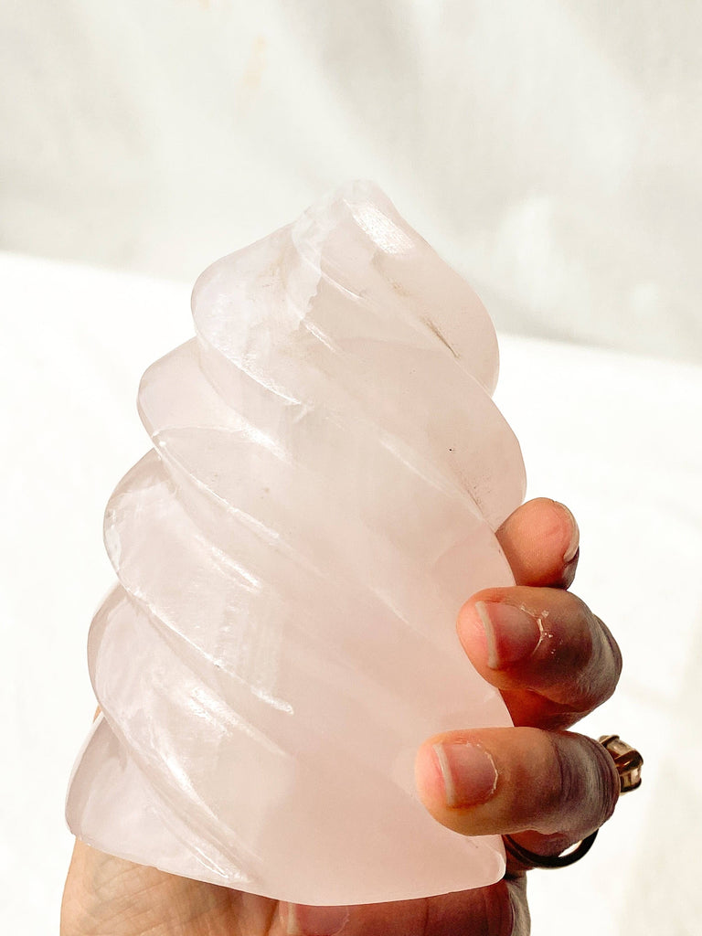 Pink Calcite Flame Carving - Unearthed Crystals