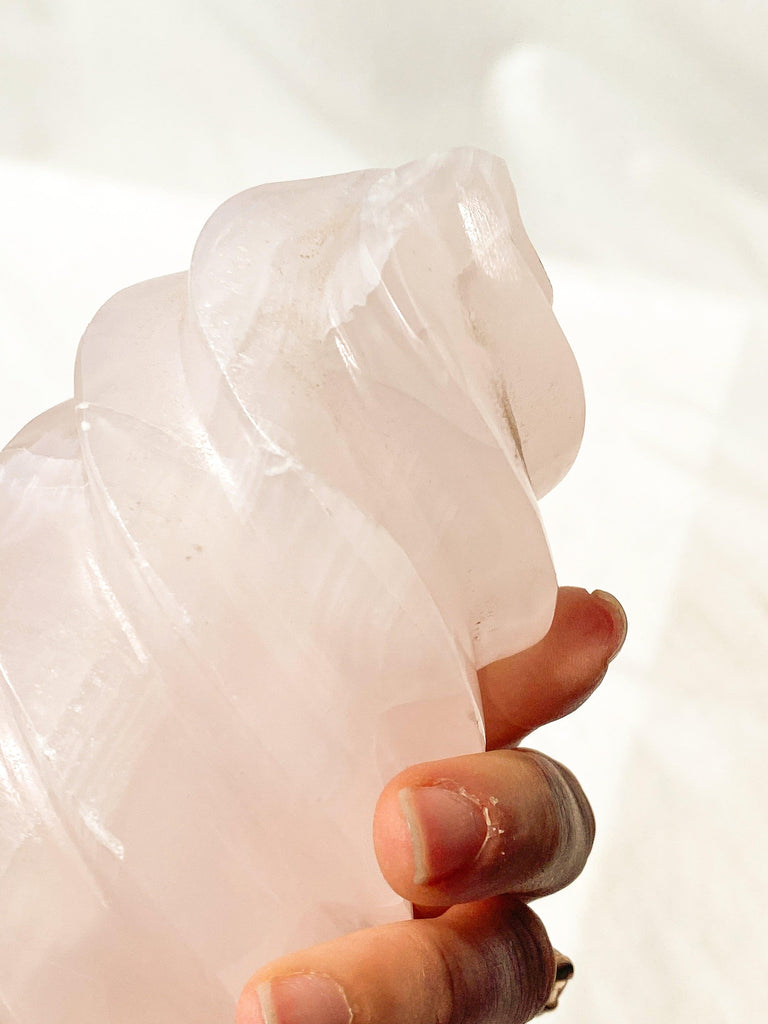Pink Calcite Flame Carving - Unearthed Crystals