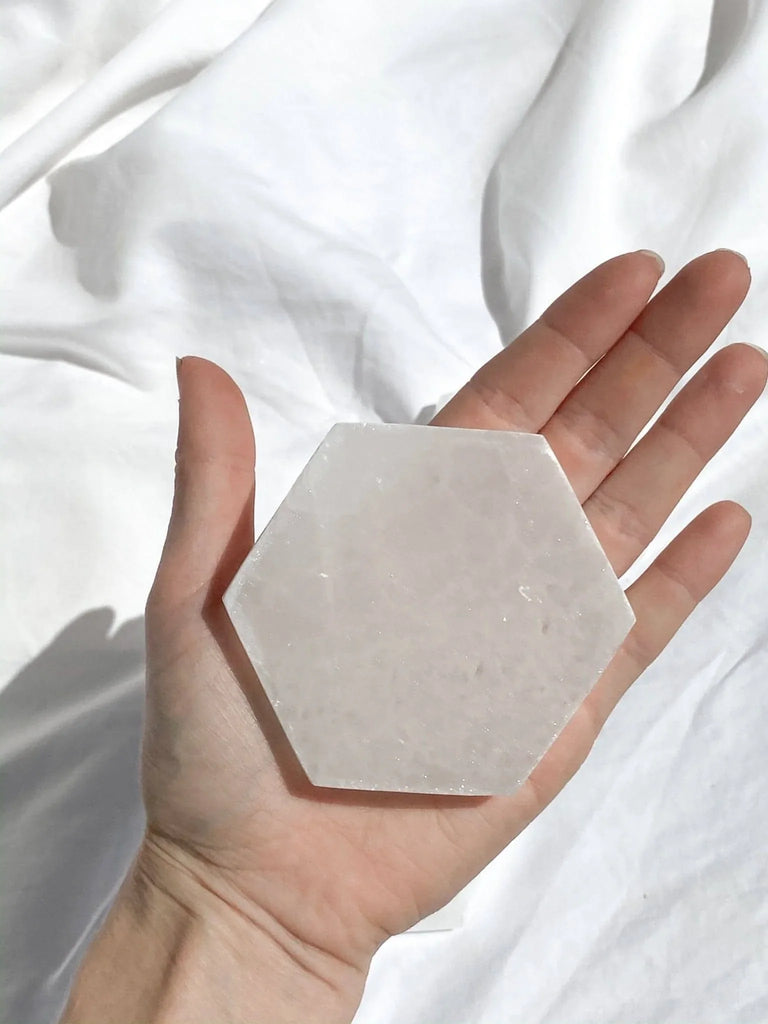 Selenite Hexagonal Charging Plate | Small - Unearthed Crystals