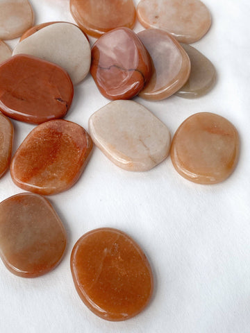 Red Aventurine Flat Palm Stone - Unearthed Crystals