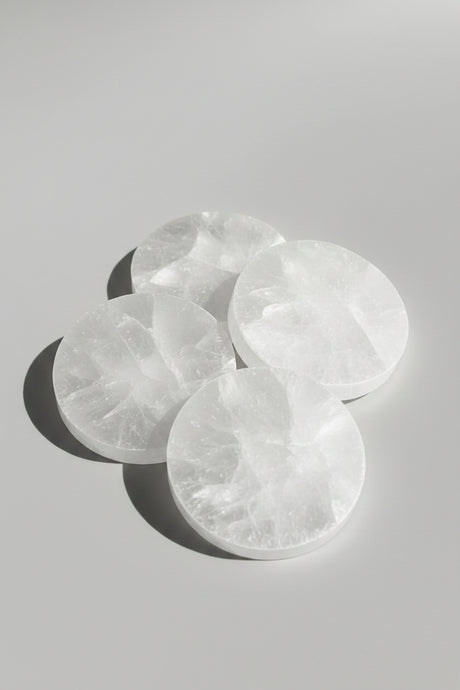 Selenite Round Charging Plate | Small - Unearthed Crystals