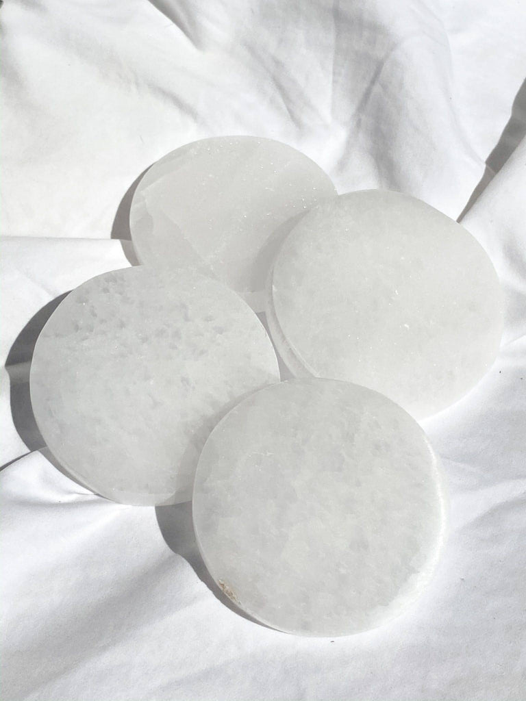 Selenite Round Charging Plate | Small - Unearthed Crystals