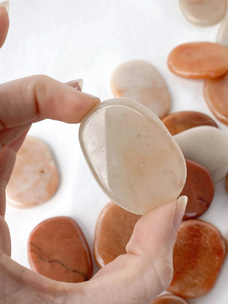Red Aventurine Flat Palm Stone - Unearthed Crystals
