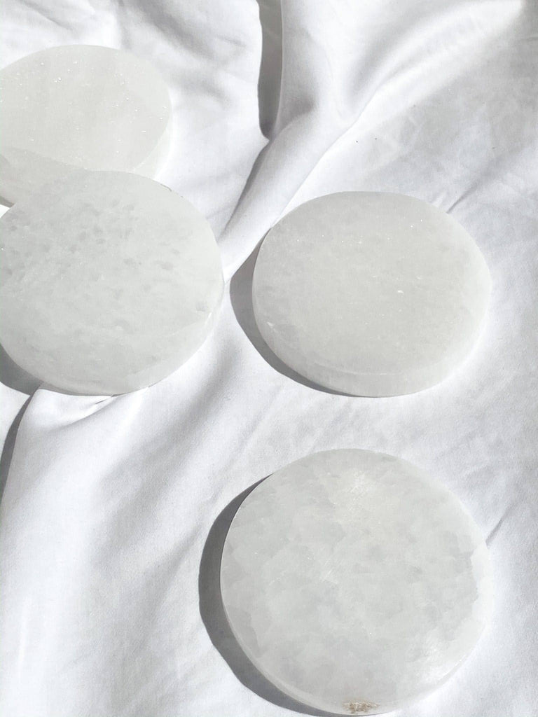Selenite Round Charging Plate | Small - Unearthed Crystals