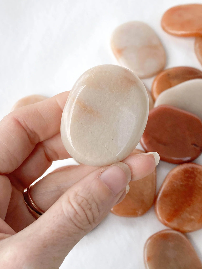 Red Aventurine Flat Palm Stone - Unearthed Crystals
