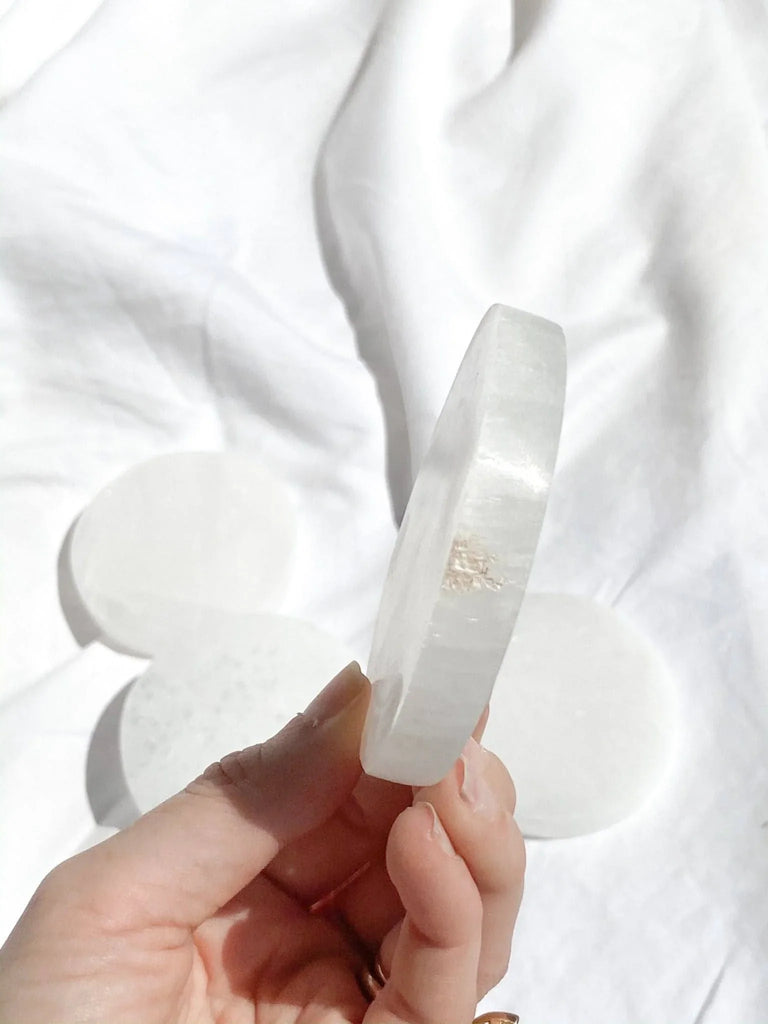 Selenite Round Charging Plate | Small - Unearthed Crystals