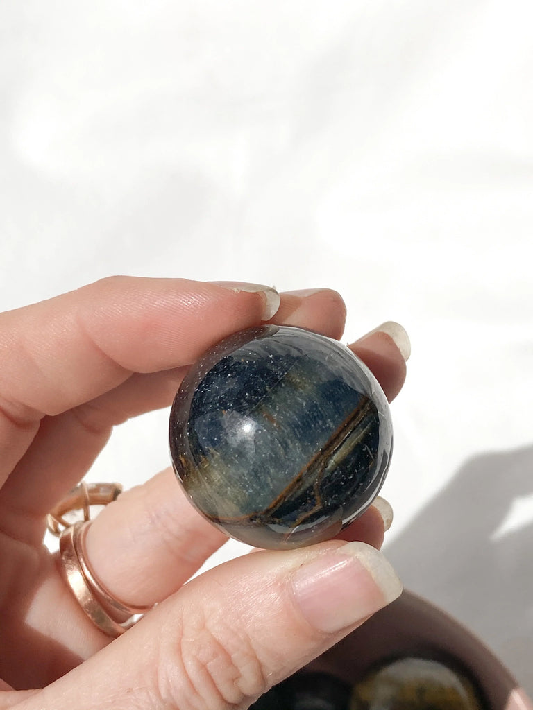 Hawk's Eye Sphere | Small - Unearthed Crystals