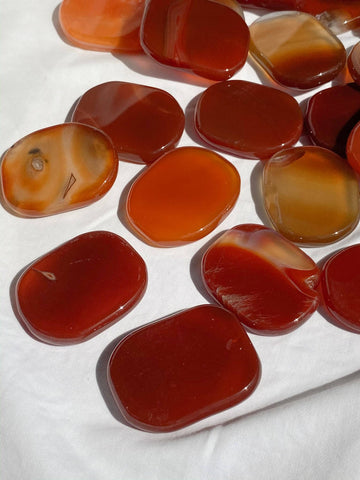 Carnelian Flat Palm Stone - Unearthed Crystals