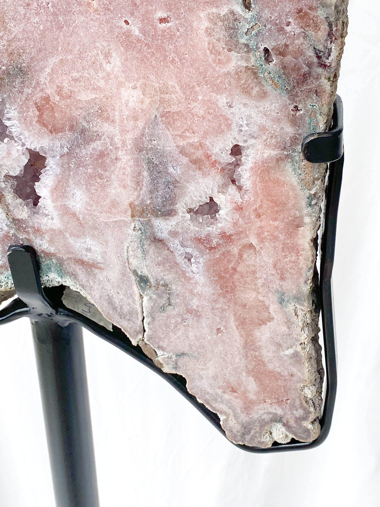 Pink Amethyst Slab on Metal Stand - Unearthed Crystals