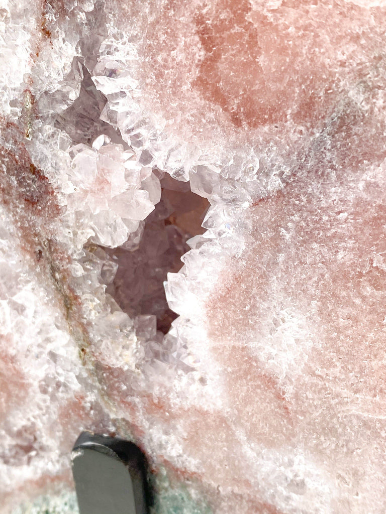 Pink Amethyst Slab on Metal Stand - Unearthed Crystals