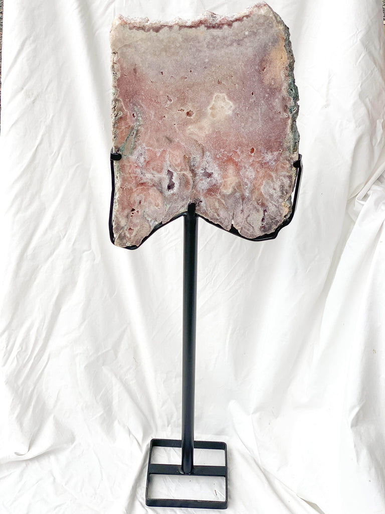 Pink Amethyst Slab on Metal Stand - Unearthed Crystals